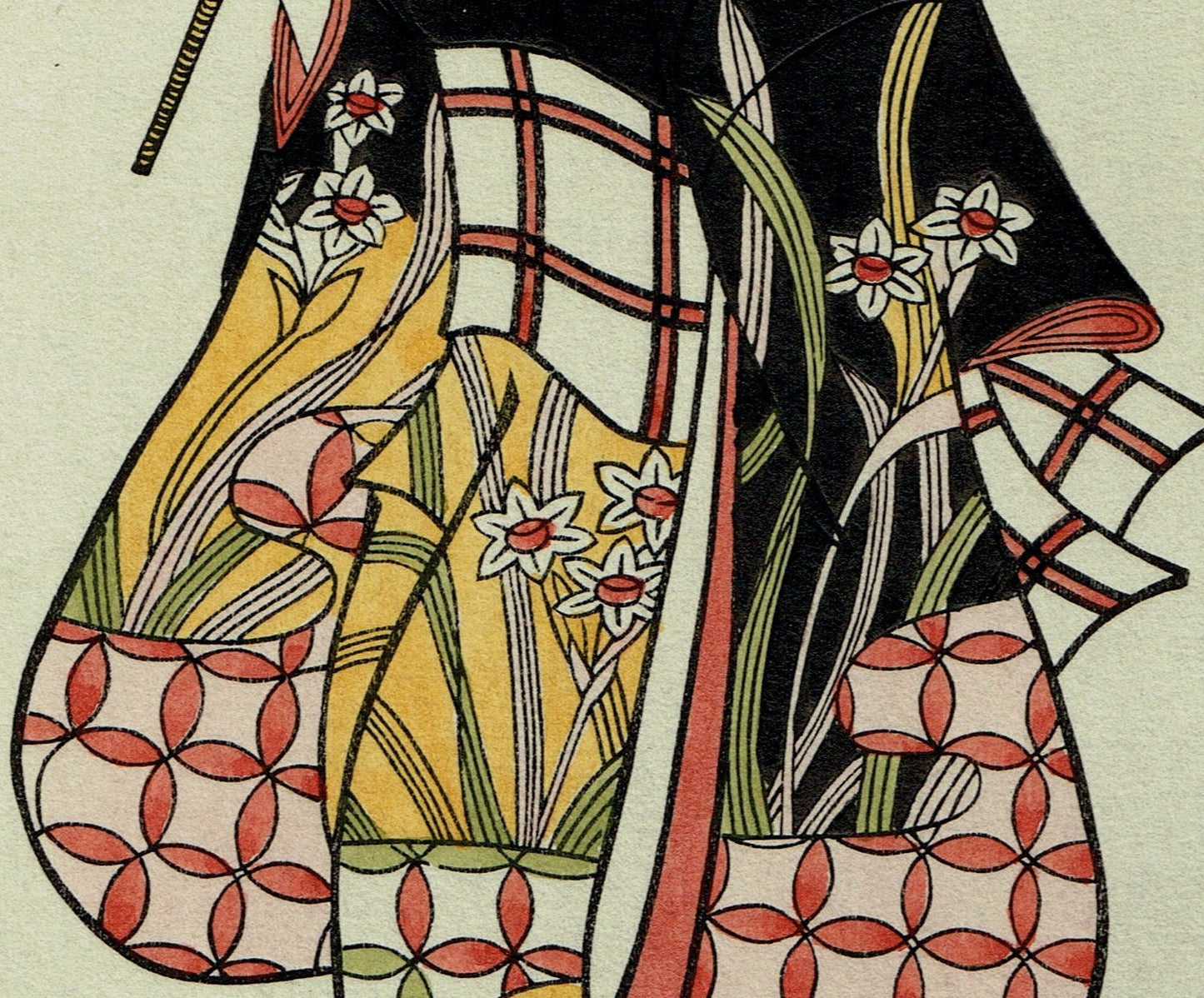 Japanese Ukiyo-e Woodblock print, Torii Kiyotada, "Woman With Umbrella"