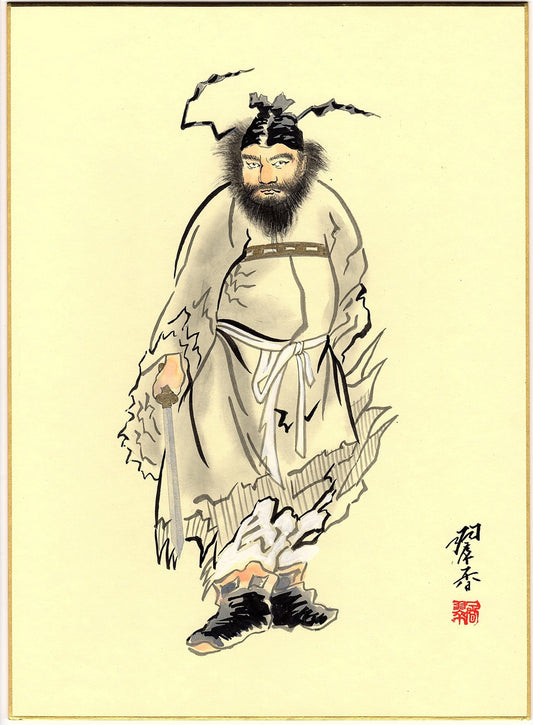 Japanese handwitten drawing, Minowa Suiko. "Shoki（鍾馗）". 4