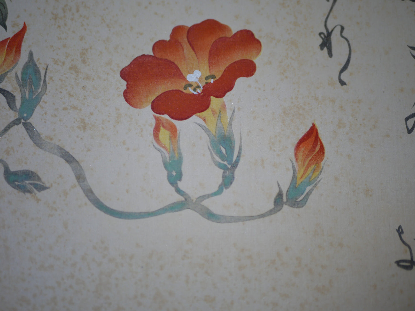 1931, Japanese antique woodblock print, Sakai Hoitsu, "Album of Hundred Flowers by Artists of Rinpa School,  Campsis grandiflora"