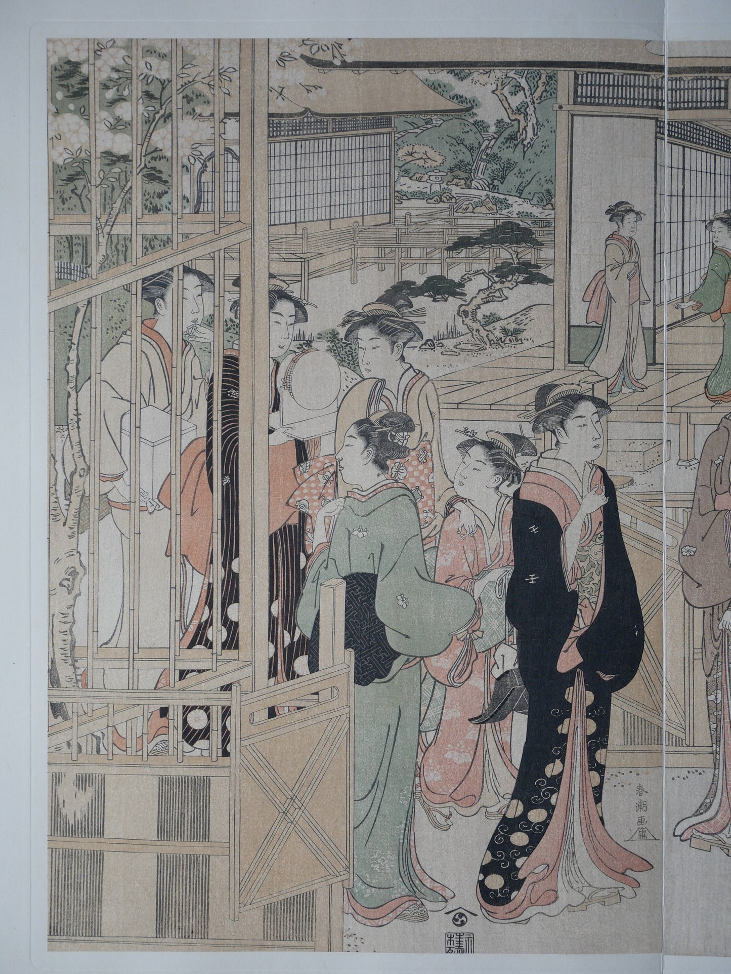 1906, Japanese antique woodblock print,Katsukawa Shuncho, "Parody of the Wakana no Jô Chapter of the Tale of Genji" ,from Ukiyoe-ha-gashu.