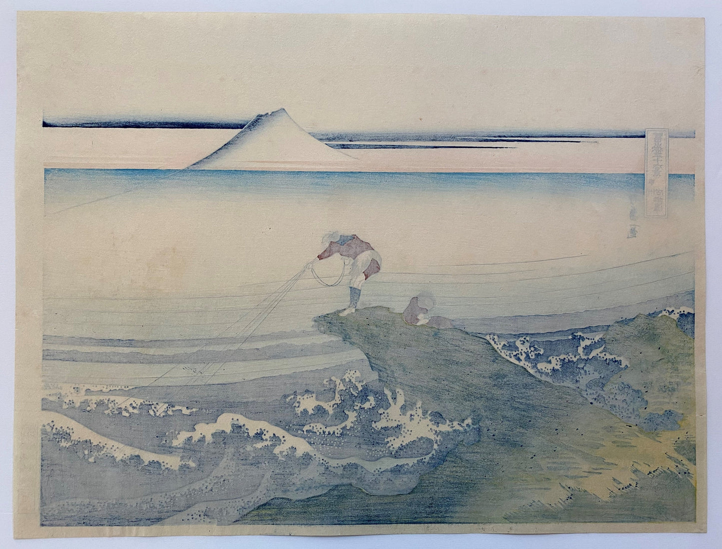 Large size, Japanese Ukiyo-e Woodblock print, Hokusai, "Thirty-six Views of Mount Fuji, Kajikazawa in Kai Province"