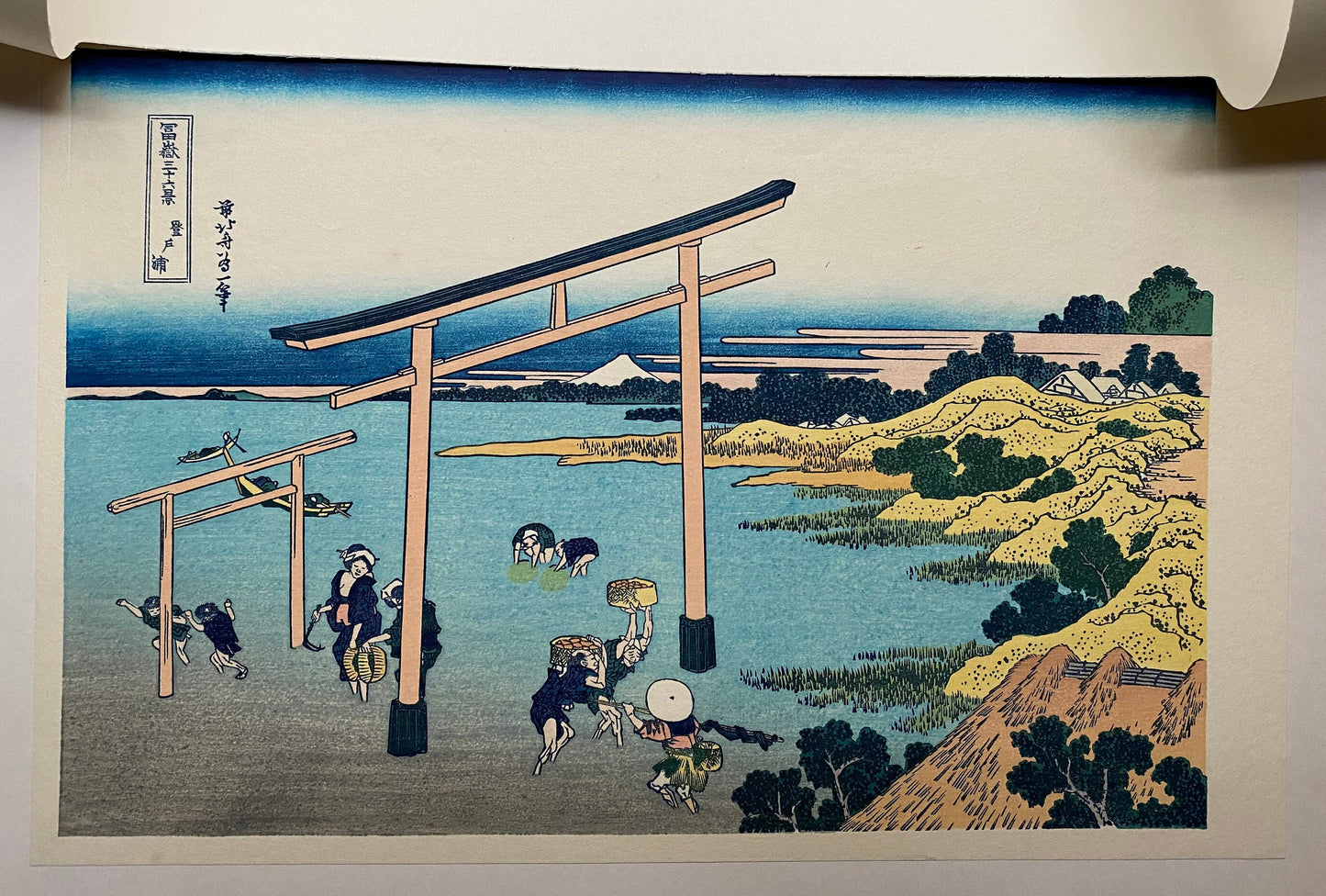 Japanese Ukiyo-e Woodblock print, Hokusai, "View from Nobuto"