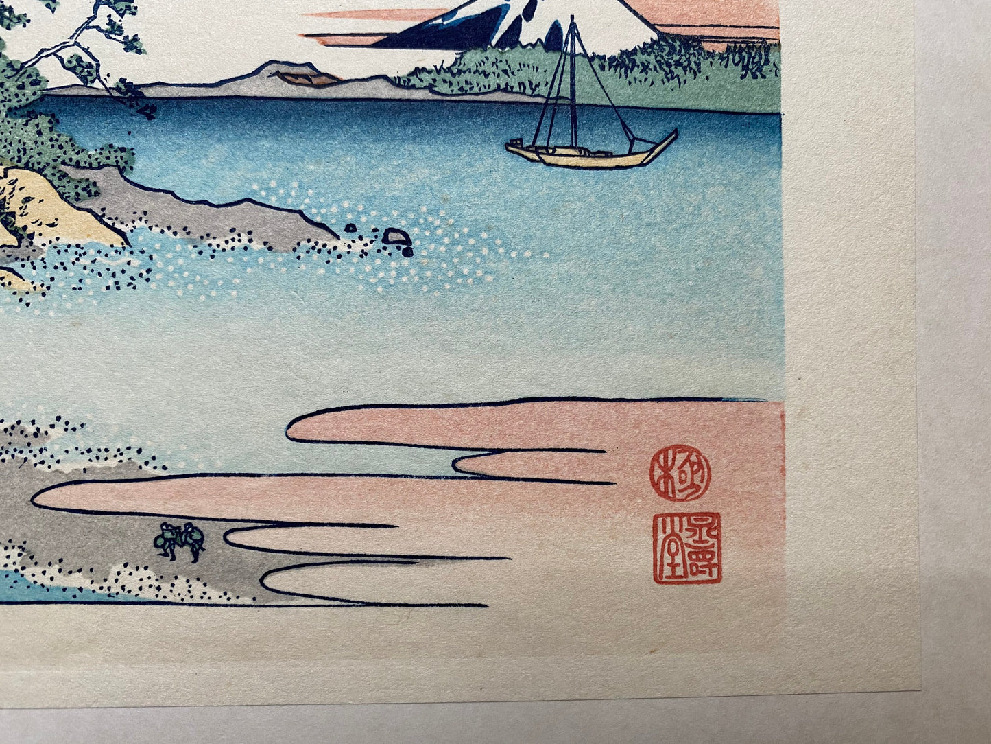 Japanese Ukiyo-e Woodblock print, Hokusai, "View from Enoshima in Sagami Province"