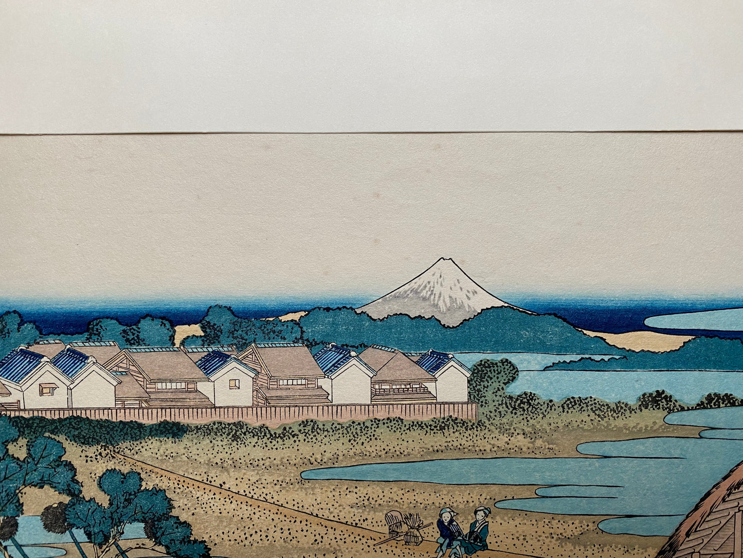 Japanese Ukiyo-e Woodblock print, Hokusai, "View from Senju"