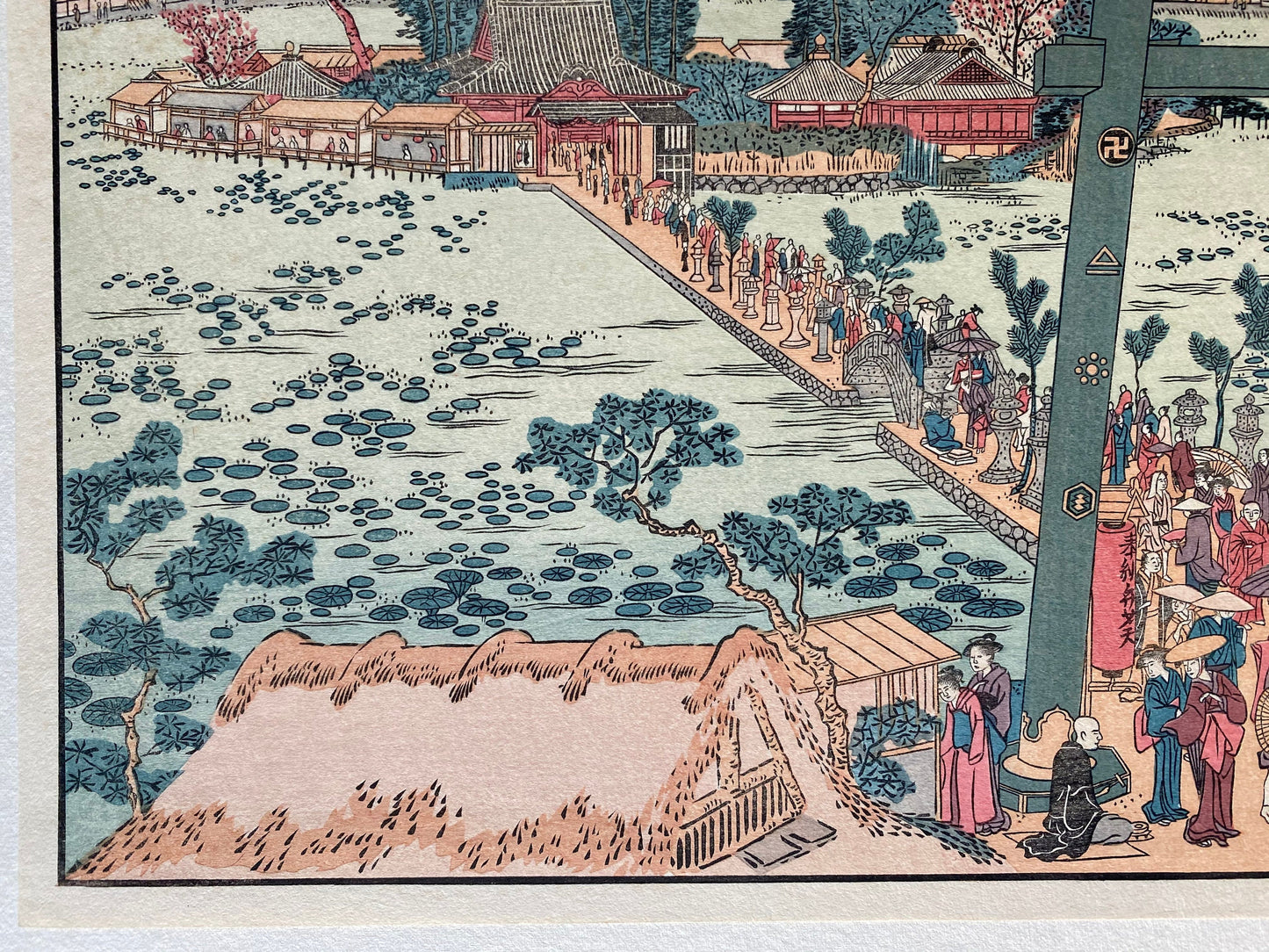 Japanese Ukiyo-e Woodblock print, Kitagawa Utamaro, "Mimachi ritual of Benten shrine at Shinobazu in Edo"