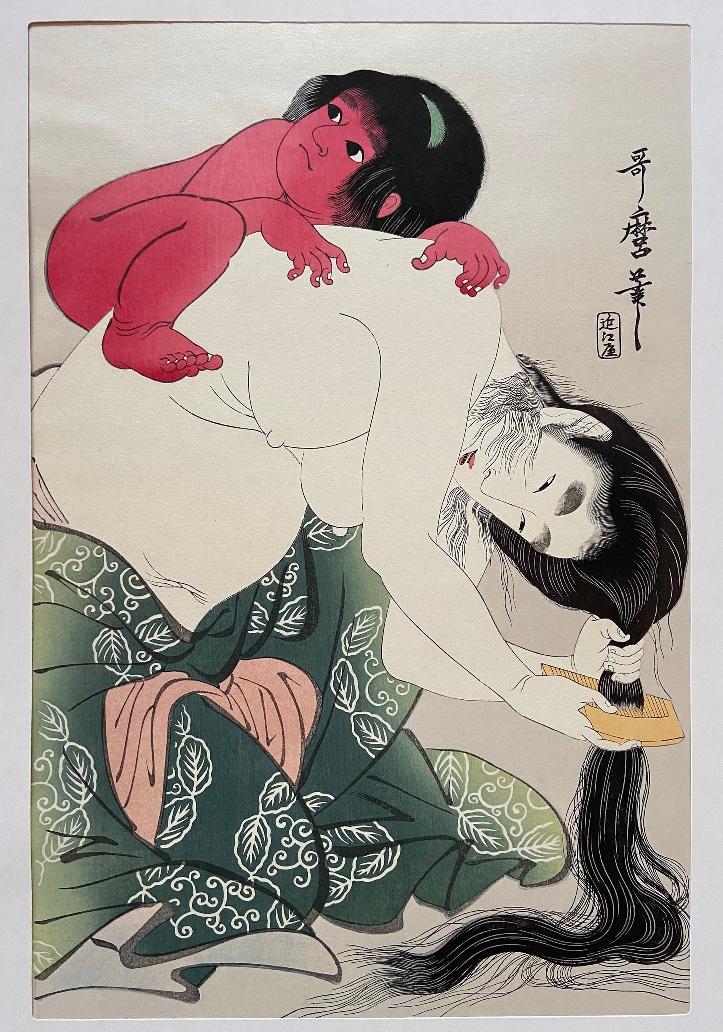 Extra Large size, Utamaro, "Yamauba and Kintarô"