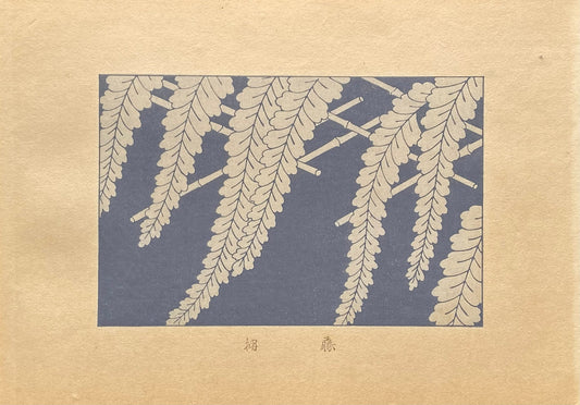 1933, Kawarazaki Kodo, Antique Woodcut Design Print, wistaria-trellis.