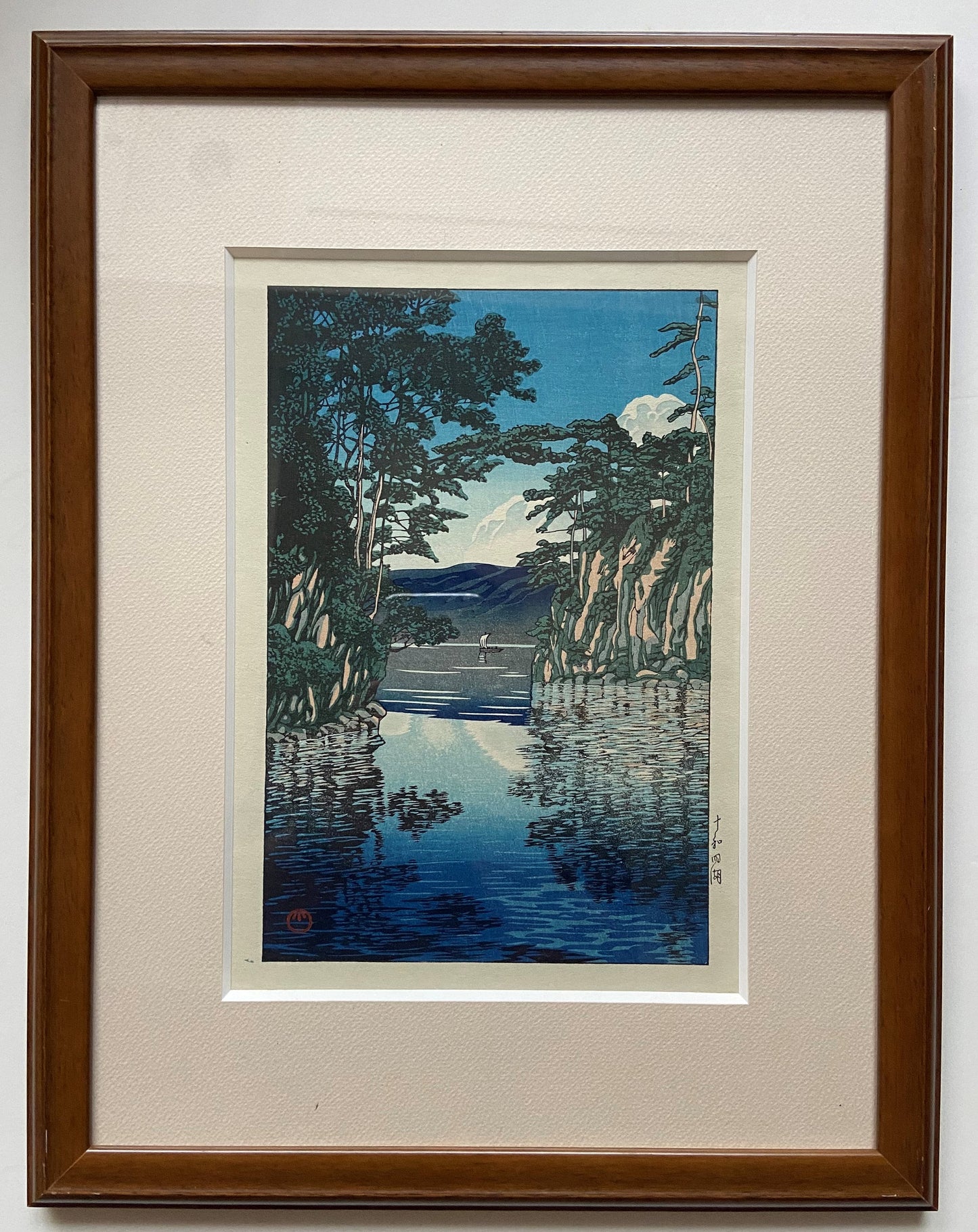 Kawase Hasui, Lake Towada. Chuban-size, with Frame.