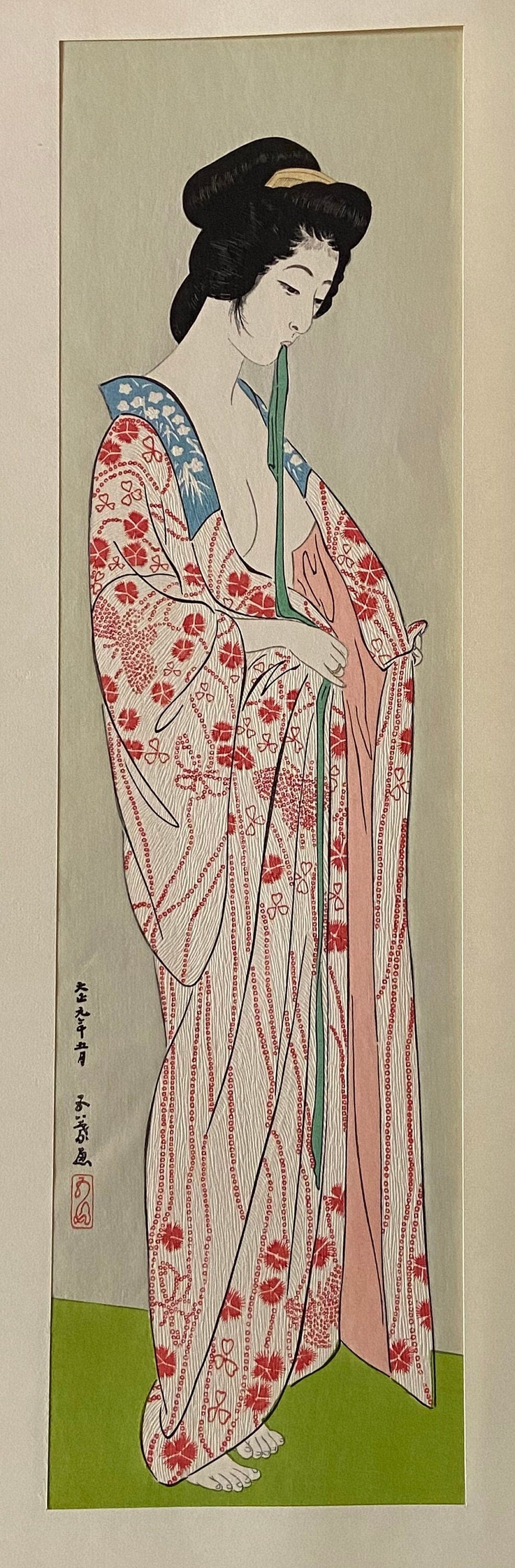 Hashiguchi Goyo, "Woman Dressing- Woman in a Long Undergarment"