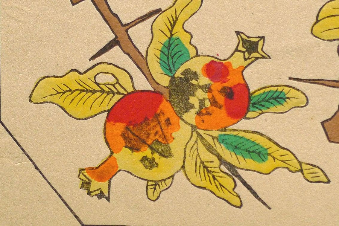 1932, Ukiyoe, Original Sōsaku-hanga, Woodblock print, antique, Tobei Kamei, "Pomegranate"