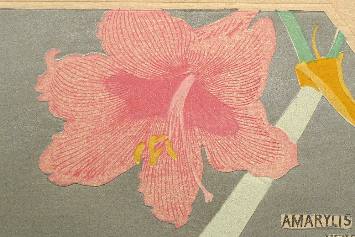 1932, Ukiyoe, Original Sōsaku-hanga, Woodblock print, antique, Tomikichiro Tokuriki, "Amaryllis"