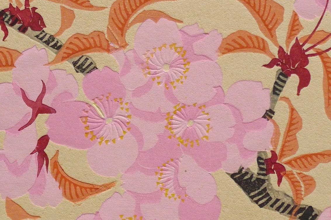 1932, Ukiyoe, Original Sōsaku-hanga, Woodblock print, antique, Tomikichiro Tokuriki, "Cherry blossoms"