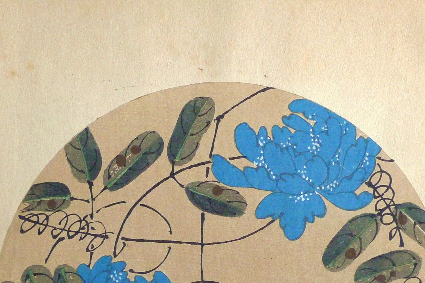 Japanese antique woodblock print, Ito Jakuchu, "Clematis patens, from Jakuchu gafu"